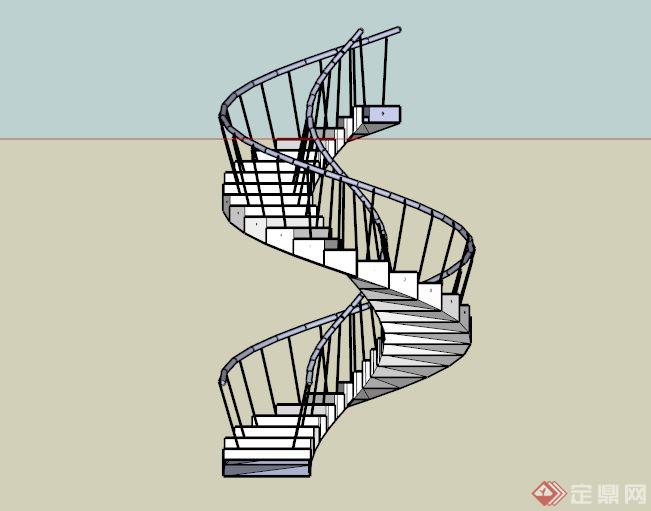 户外旋转楼梯设计SU模型(3)