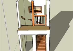 现代风格住宅空间楼梯设计SU(草图大师)模型