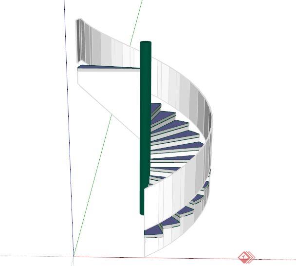 白色旋转楼梯设计SU模型(1)