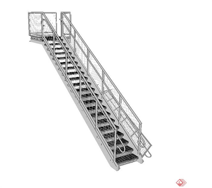 某现代风格精致铁艺楼梯设计su模型(3)