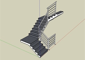 某现代风格详细建筑楼梯设计SU(草图大师)模型
