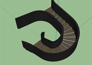 现代风格独特详细楼梯设计SU(草图大师)模型