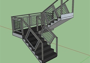某现代风格精致详细独特楼梯设计SU(草图大师)模型