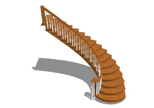 某欧式风格别墅住宅空间楼梯设计SU(草图大师)模型