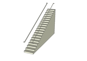 某现代风格简单建筑楼梯设计SU(草图大师)模型