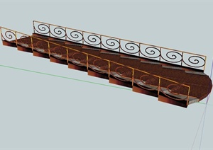 某欧式风格精致详细楼梯设计SU(草图大师)模型