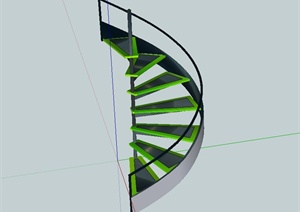 某现代风格旋转建筑楼梯设计SU(草图大师)模型