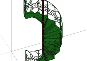 某欧式风格旋转楼梯设计SU(草图大师)模型