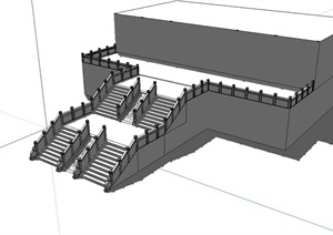 某古典中式风格楼梯设计SU(草图大师)模型