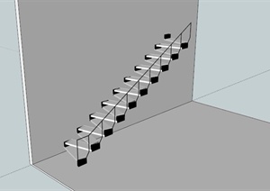 现代Z形楼梯设计SU(草图大师)模型
