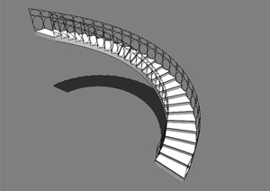 现代风格无材质贴图楼梯设计SU(草图大师)模型
