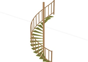 木质旋转楼梯设计SU(草图大师)模型