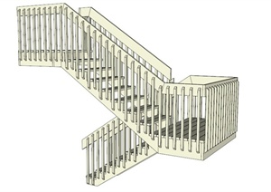 浅色木材楼梯设计SU(草图大师)模型
