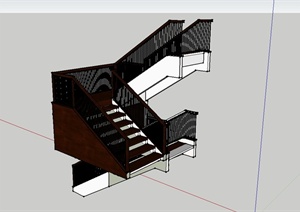 某现代风格三层建筑楼梯设计SU(草图大师)模型
