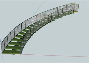 现代风格精致详细建筑楼梯设计SU(草图大师)模型
