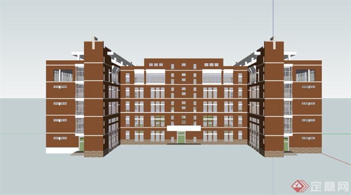 5層教學樓建築設計su模型素材[原創]