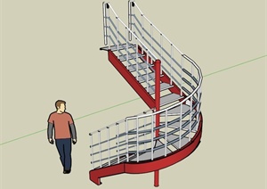 现代转角铁楼梯设计SU(草图大师)模型