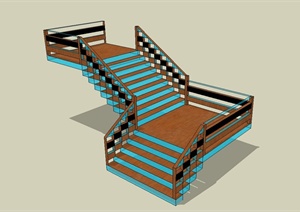 某现代风格公共楼梯设计SU(草图大师)模型