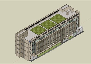 多层学校建筑设计SU(草图大师)模型