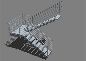 某现代风格两层铁艺楼梯设计SU(草图大师)模型