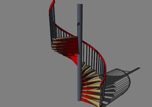 某现代旋转楼梯设计SU(草图大师)模型素材