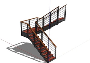 户外转角楼梯设计SU(草图大师)模型
