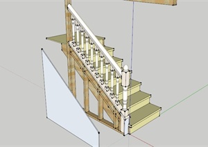 欧式木制楼梯设计SU(草图大师)模型