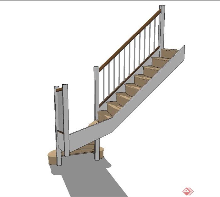 某现代风格住宅楼梯设计SU模型(3)