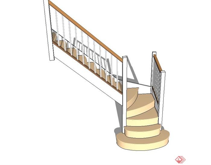 某现代风格住宅楼梯设计SU模型(2)