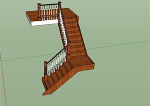 某别墅住宅空间楼梯设计SU(草图大师)模型