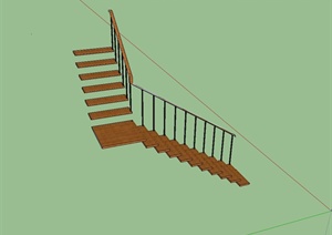 某现代风格室内办公楼楼梯设计SU(草图大师)模型