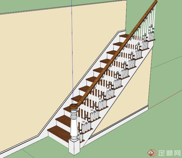 室内欧式木制楼梯设计SU模型(1)