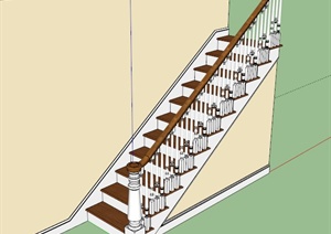 室内欧式木制楼梯设计SU(草图大师)模型
