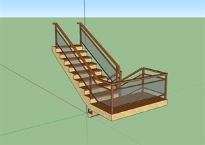 现代风格精致两层楼梯设计SU(草图大师)模型
