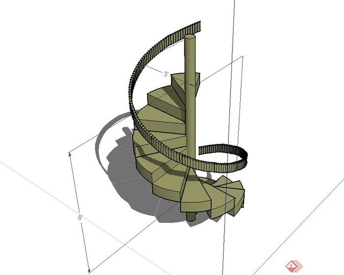 现代风格详细的旋转楼梯设计su模型(2)