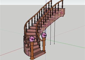 某现代风独特精致楼梯设计SU(草图大师)模型