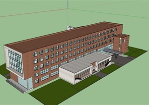 5层教学楼建筑设计SU(草图大师)模型素材