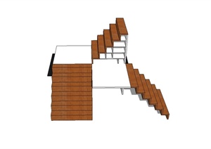 某现代风格住宅建筑楼梯设计SU(草图大师)模型