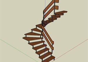 现代旋转木楼梯设计SU(草图大师)模型