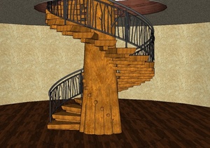某建筑精致详细楼梯设计SU(草图大师)模型
