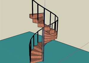 户外旋转楼梯SU(草图大师)模型素材