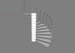 现代旋转楼梯SU(草图大师)模型素材