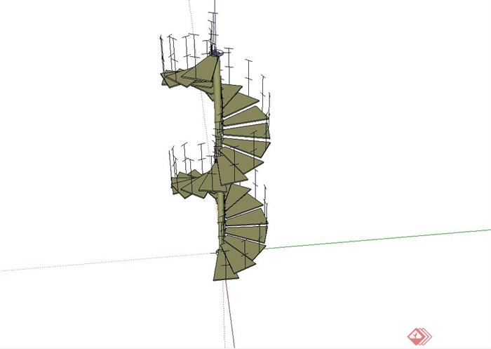 建筑旋转楼梯设计su模型(1)