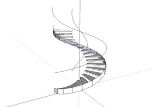 现代风格简单旋转楼梯设计SU(草图大师)模型