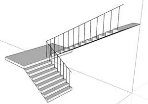 现代简约双跑楼梯设计SU(草图大师)模型