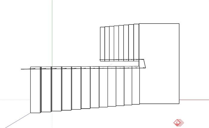 现代简约双跑楼梯设计SU模型(2)