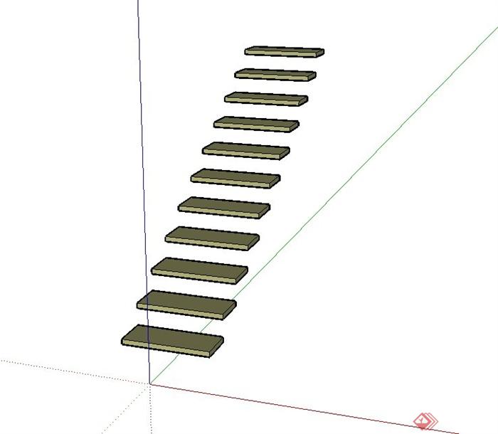 现代风格简单楼梯踏步设计SU模型(2)