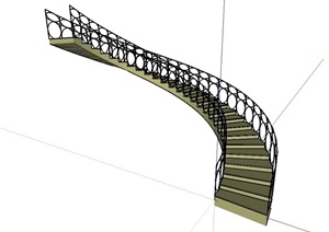 某欧式风格建筑旋转楼梯设计SU(草图大师)模型