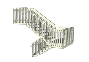 某现代风格两层建筑楼梯设计SU(草图大师)模型