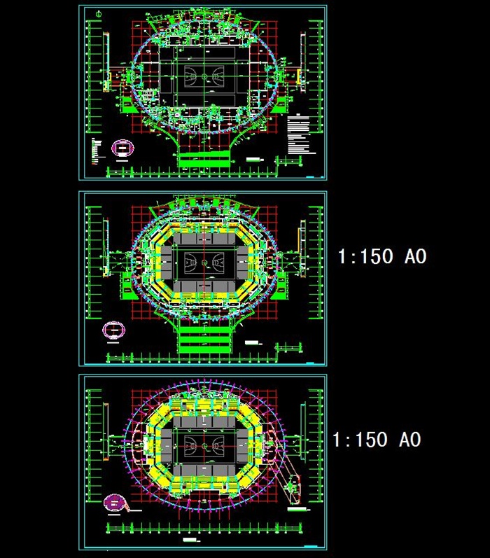 某市体育馆活动中心建筑方案设计（cad平立剖、效果图）(2)